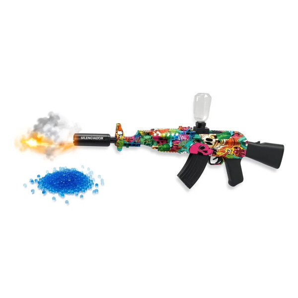 Arma AK47 de orbis hidorgel con efecto humo y luces para simular fuego del caño. Arma AK47 de orbis hidorgel con efecto humo y luces para simular fuego del caño.