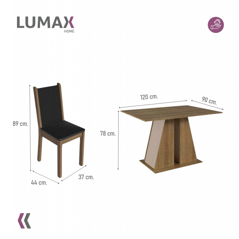 Juego de Comedor Mesa de Madera 6 Sillas Rustico Negro