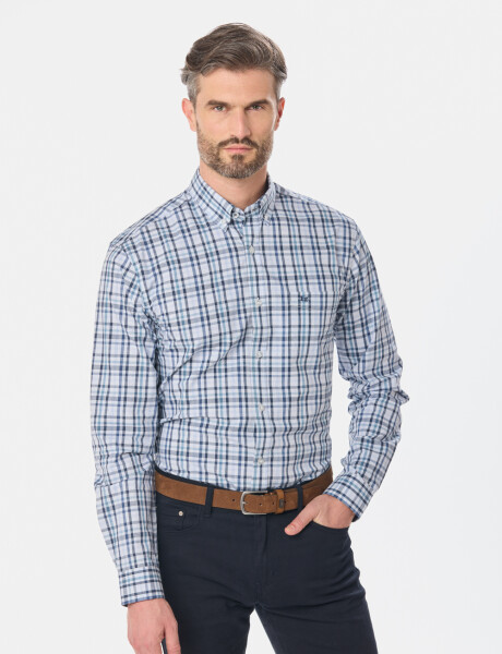 CAMISA CUADROS Celeste