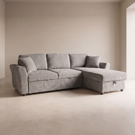 SOFÁ CAMA CHAISE/BAÚL TELA GRIS BRISTOL