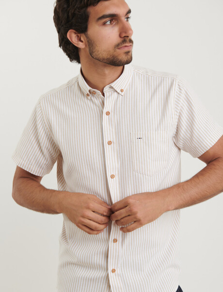 012575 CAMISA HARRINGTON LABEL Blanco/beige