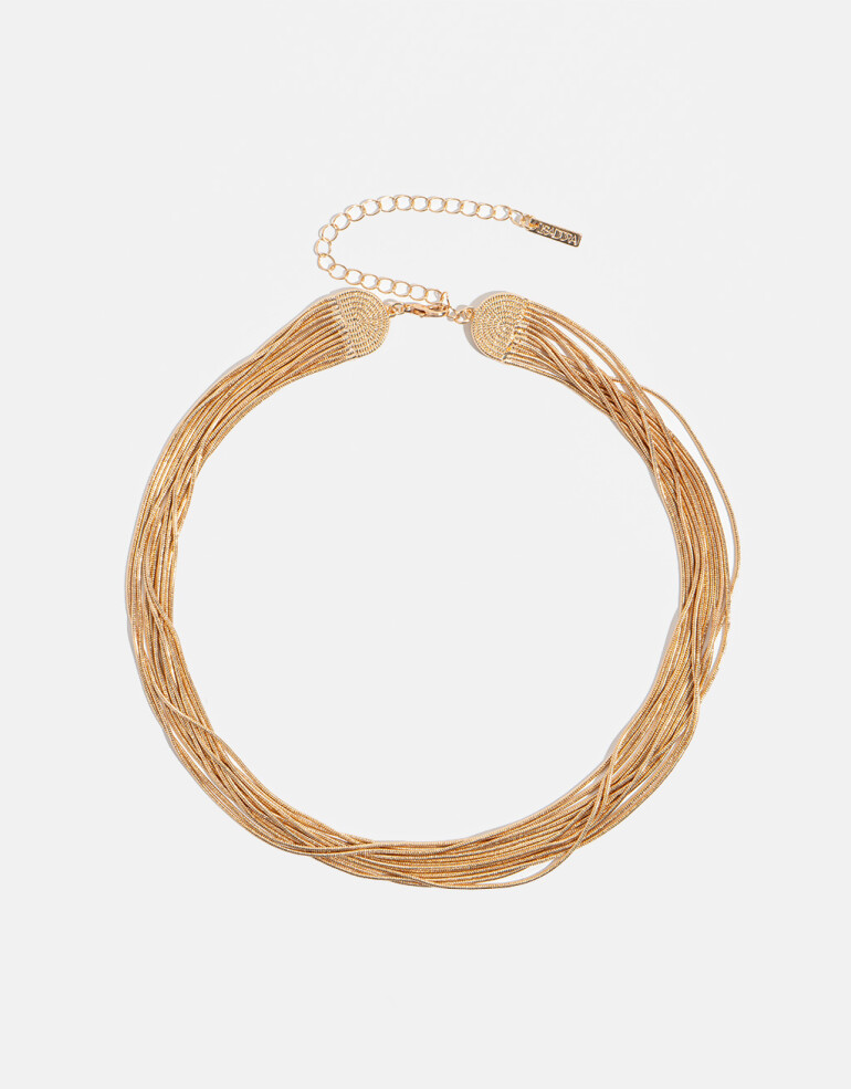 Collares Cortos Metal Collar De Cadenas - Dorado