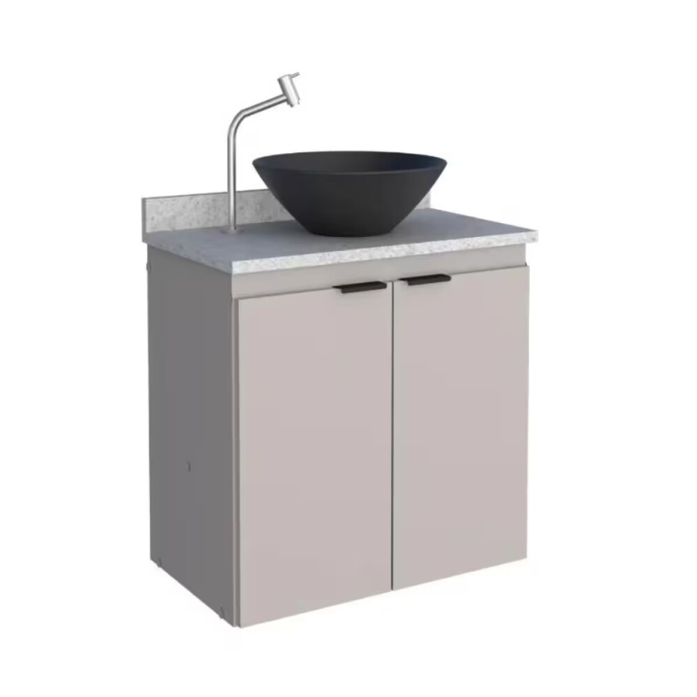 Mueble de baño suspendido Aster beige 60 cm mesada granito Blanco sin bacha Mueble De Baño Suspendido Aster Beige 60 Cm Mesada Granito Blanco Sin Bacha