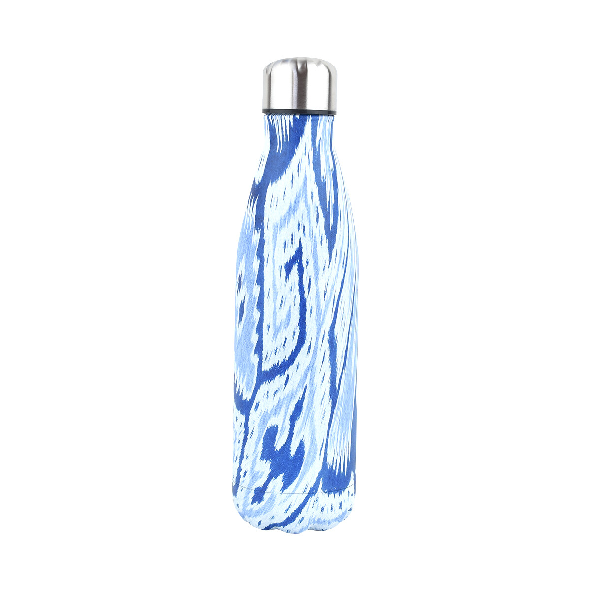 Botella Térmica Con Diseño - Blanco Con Azul 