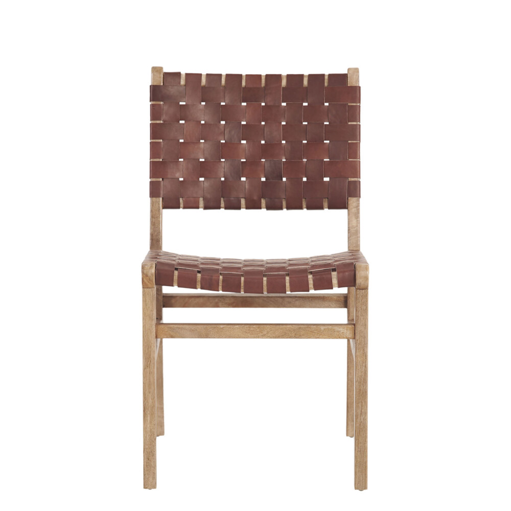 SILLA DE COMEDOR CUERO-Y-MADERA MARRON TRAMA