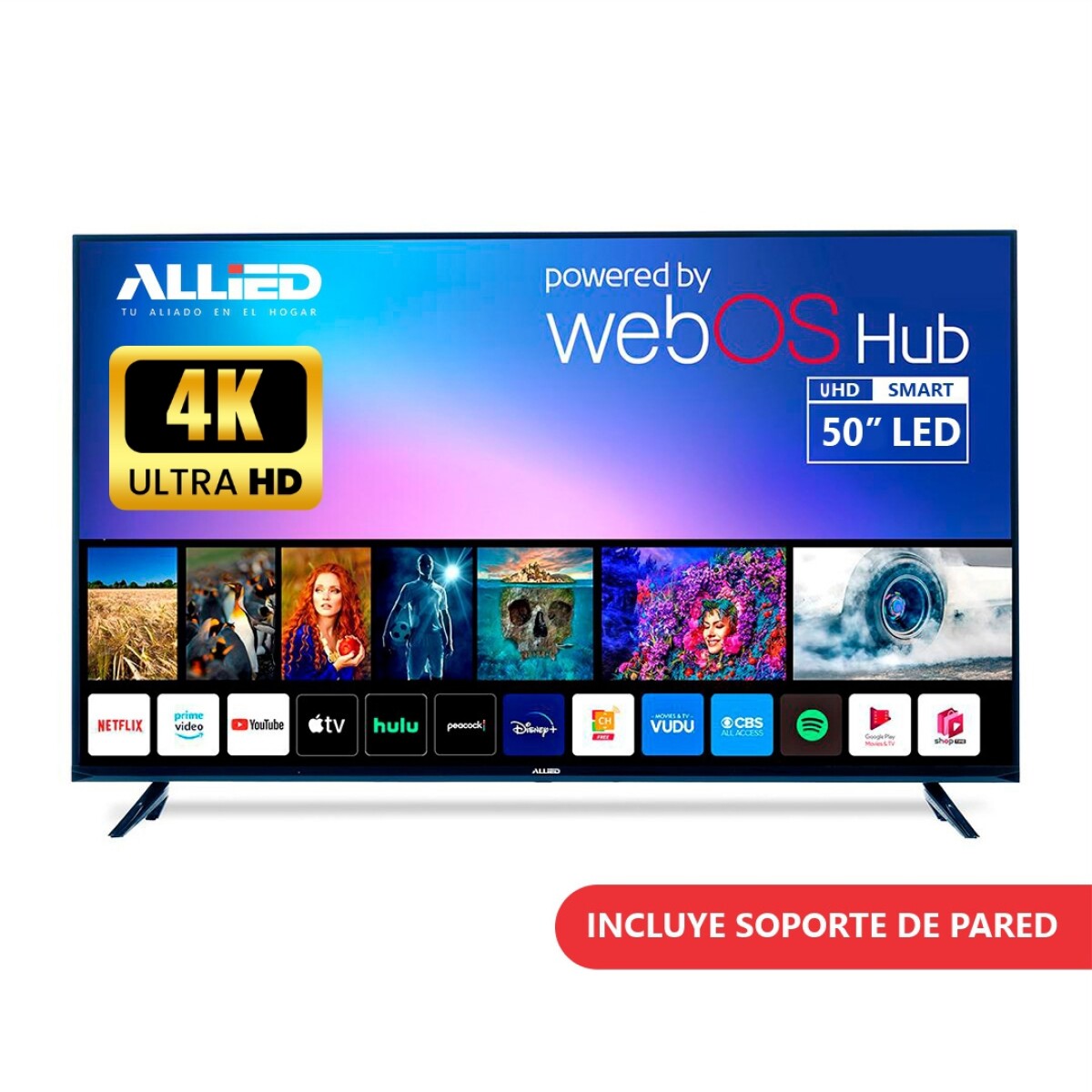 Smart Tv Allied AL-50U08 50" Ultra Hd 4K Wifi Weboshub Ub - NEGRO 