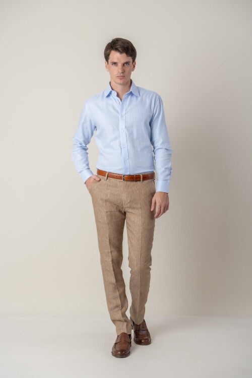 Pantalón de vestir lino Tostado