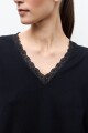 Sweater con encaje negro