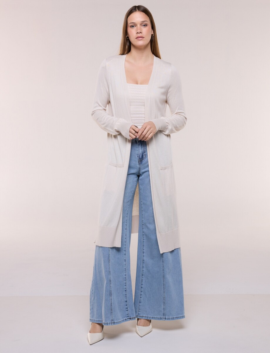Cardigan Largo Abierto - Beige 