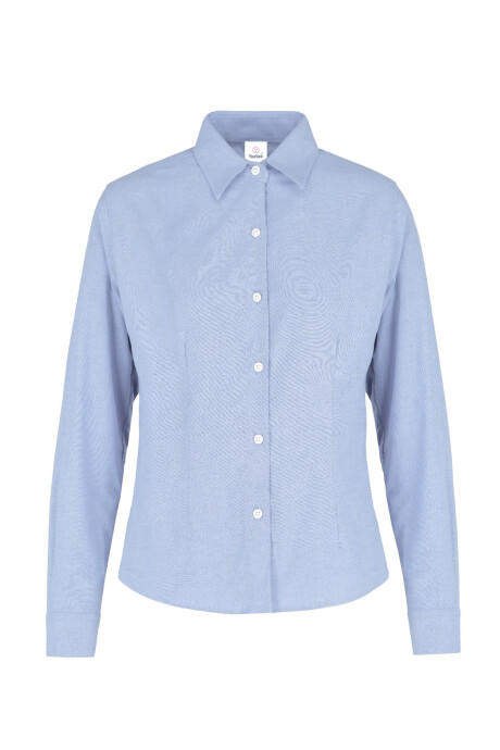 Camisa oxford manga larga dama azul claro