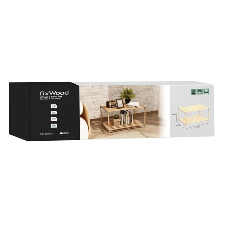 Estantería Organizadora Rack 2 Niveles 45x33x66Cm Madera PP Natural