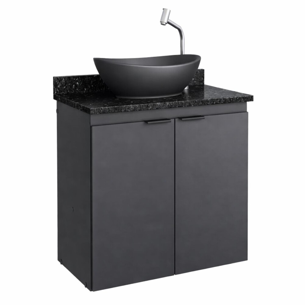 Mueble de baño suspendido Aster negro 60 cm mesada granito sin bacha Mueble De Baño Suspendido Aster Negro 60 Cm Mesada Granito Sin Bacha