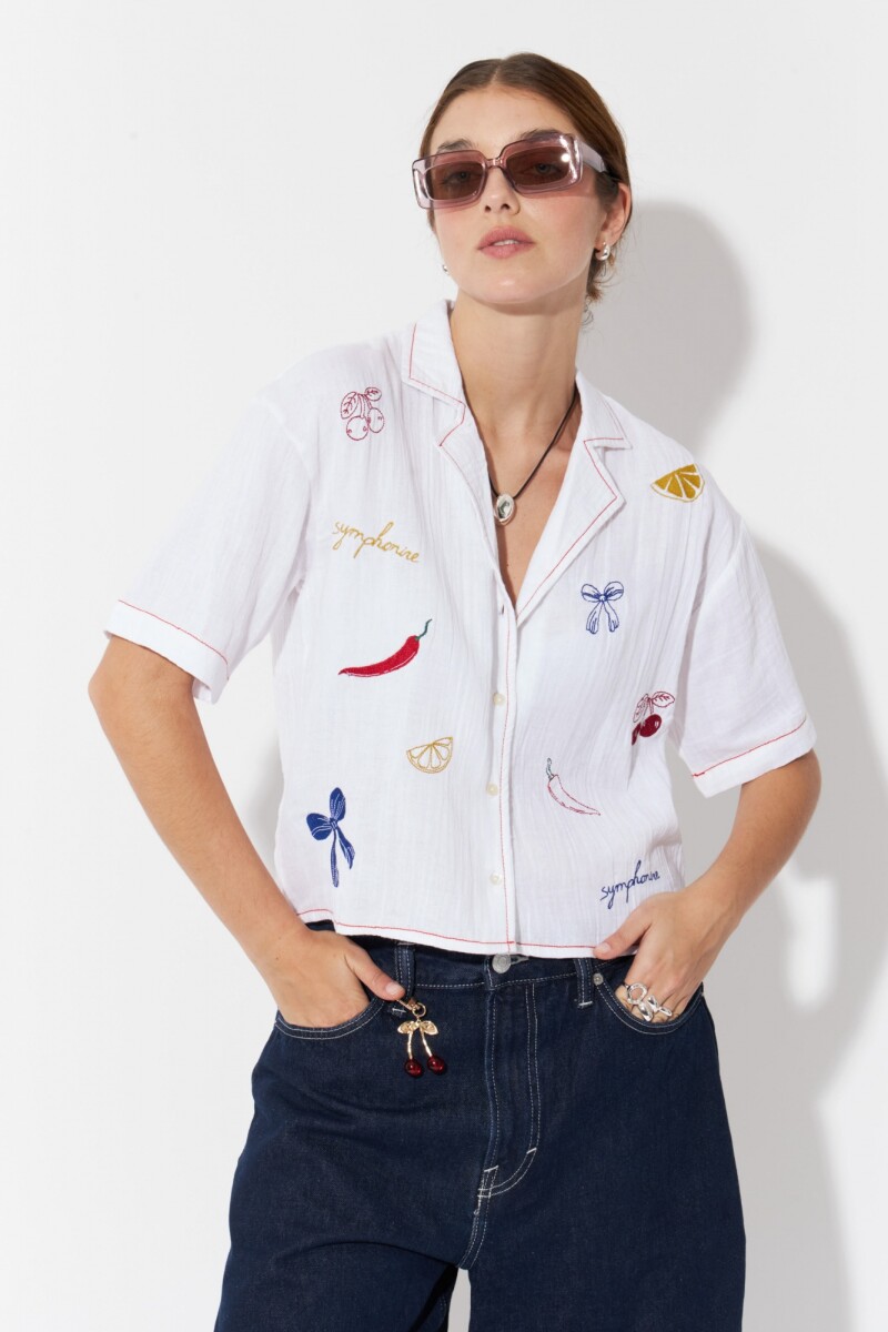 Camisa bordada blanco