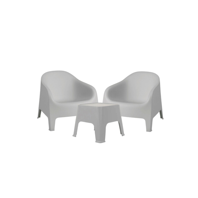 Set de 2 Sillas Skarpo + Mesa de exterior Gris