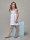 Vestido Blanco Con Elasticos E En Contraste Blanco