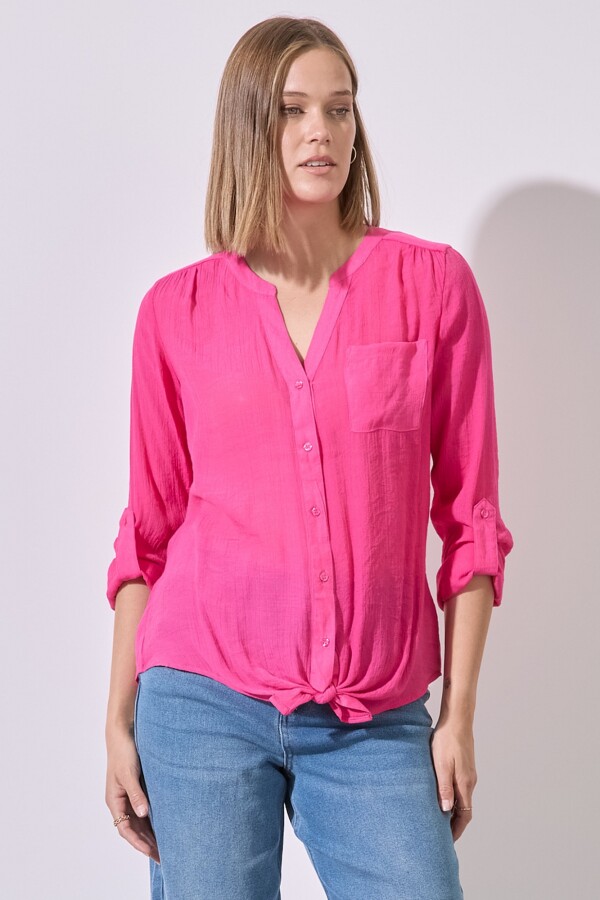 Blusa Nudo Botones FUCSIA