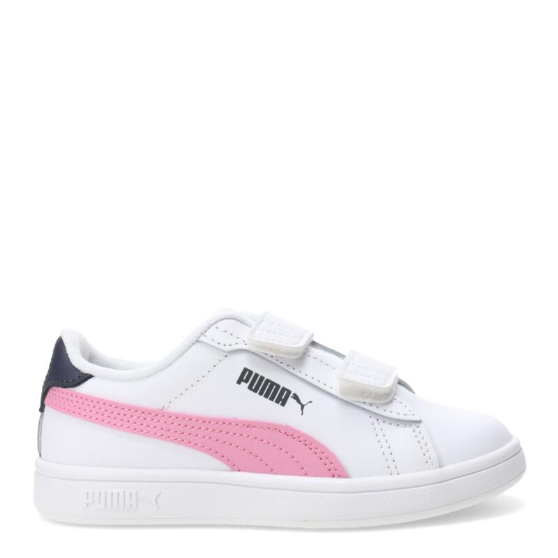 Championes Infantiles Puma Smash 3.0 Leather Blanco - Rosa - Azul Marino