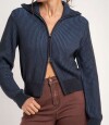 Campera Tejida Algodón Azul