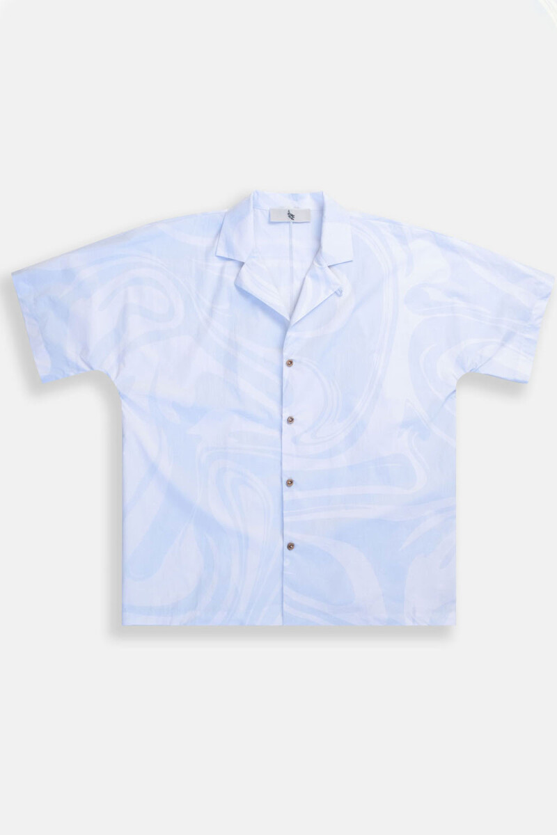 CAMP-COLLAR BOXY SHIRT Marble Sky
