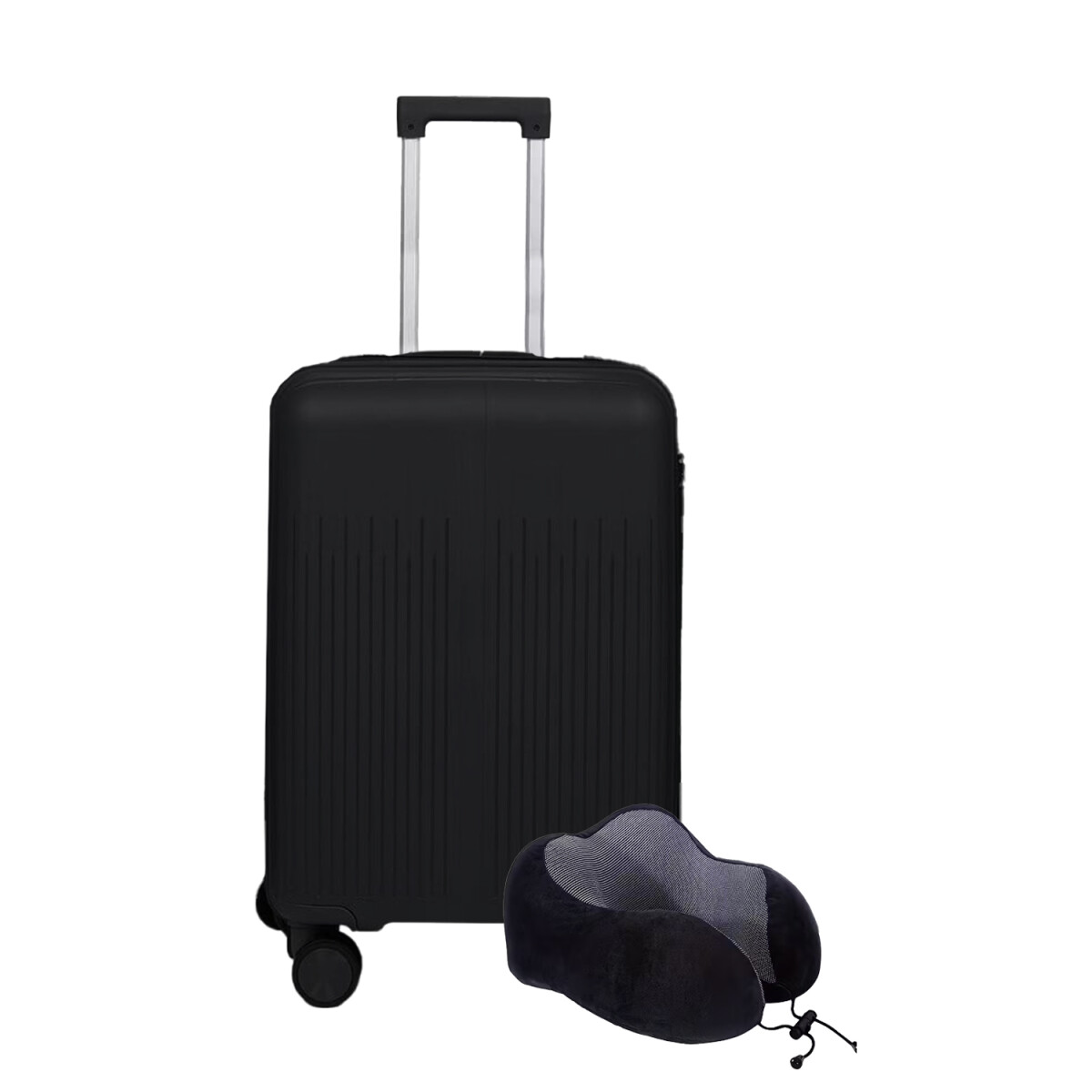 Set Valija Mediana Rigida + Almohadón Cervical Memoria Negro - Negro 