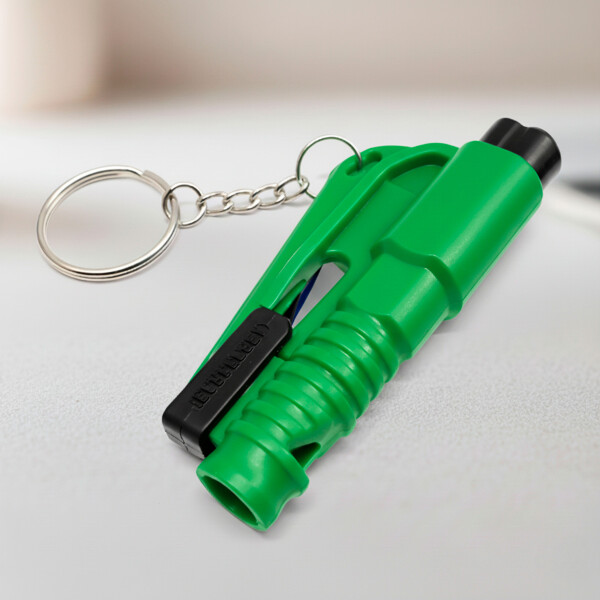 Mini Martillo Seguridad Autos Llavero Rompe Vidrios Ventanas Color Verde