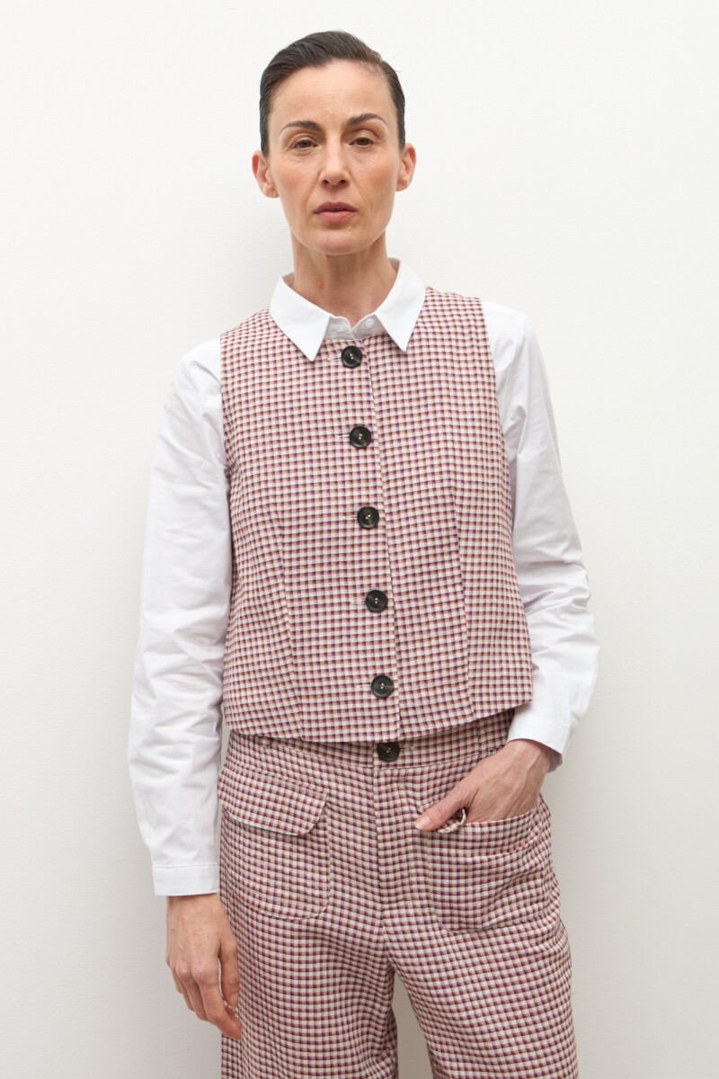 Chaleco a cuadros beige