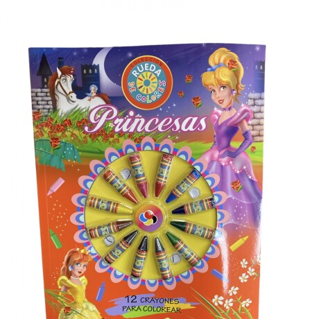 Libro Rueda de Colores + Crayolas Princesas