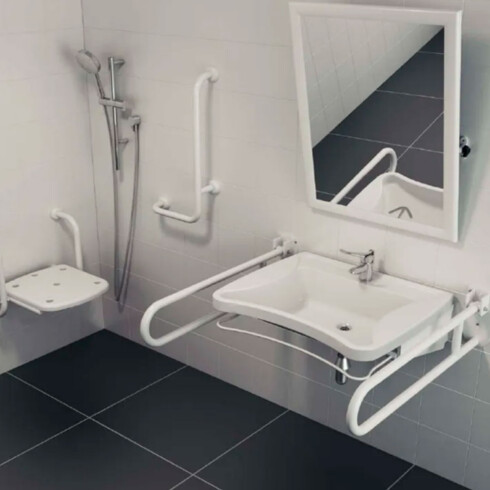 Lavatorio Para Colgar Blanco Para Discapacitados Ferrum Mural 000