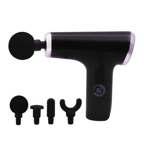 Pistola Masajes 4 Puntas Inalambrica Gun Bateria Recargable Variante Color Negro