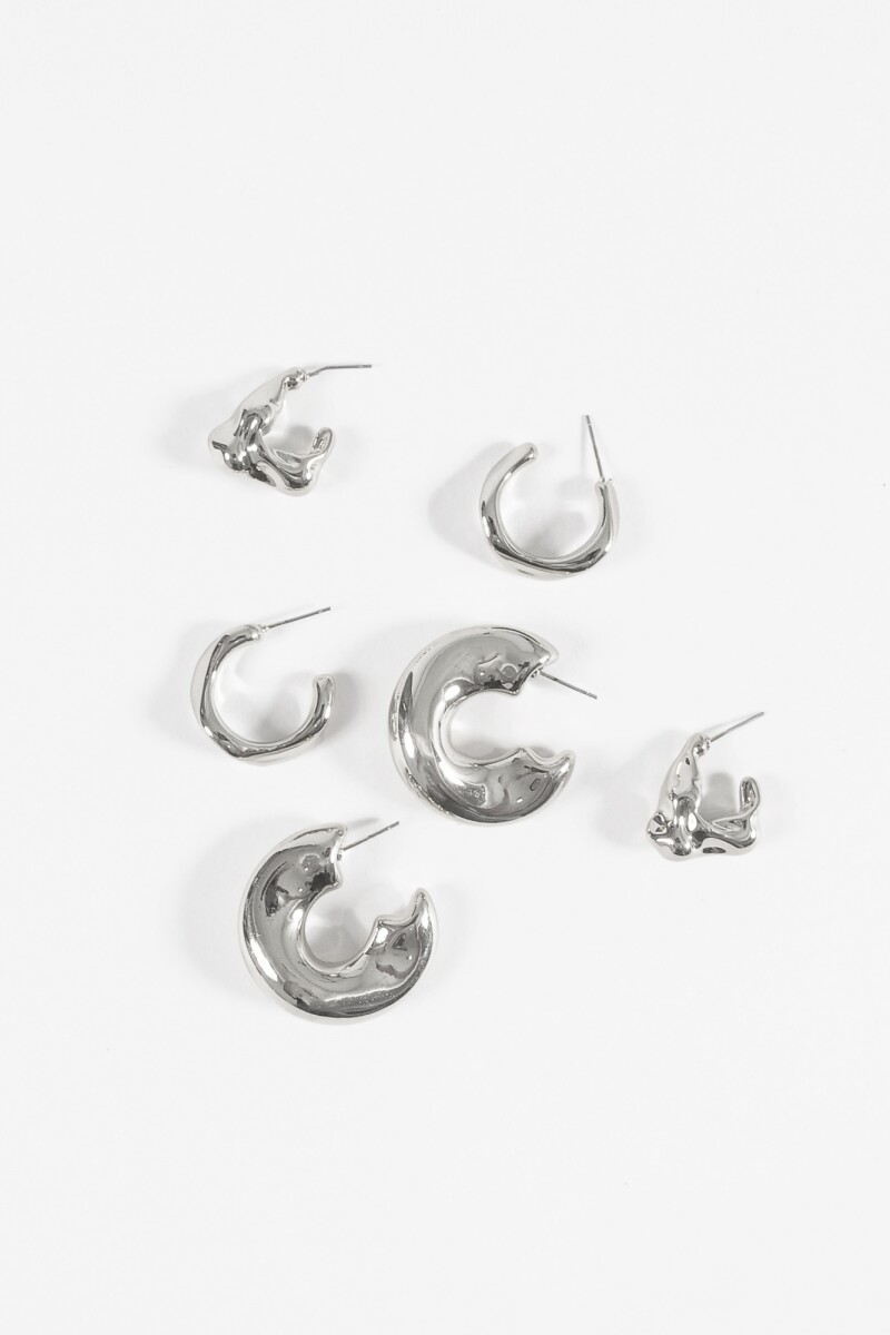 Set de aros irregulares bold plateado