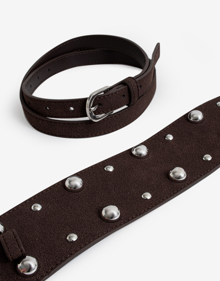 Cinturones y Fajas Faja Con Tachas - Marron Chocolate