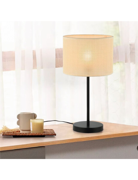 LAMPARA DE MESA D25x45CM TEJIDO/METAL BEIGE/NEGRO LAMPARA DE MESA D25x45CM TEJIDO/METAL BEIGE/NEGRO