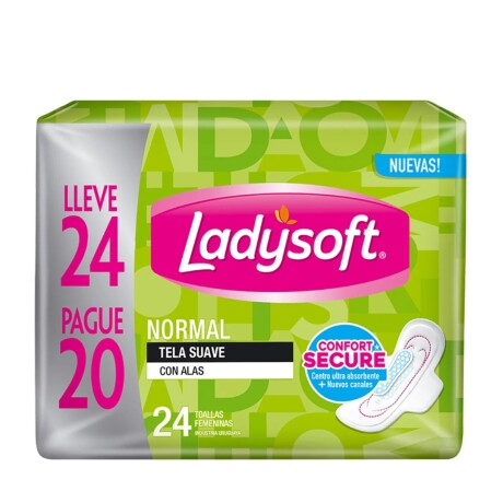 LADYSOFT TOALLAS FEMENINAS NORMAL TELA SUAVE CON ALAS 24 UNIDADES LADYSOFT TOALLAS FEMENINAS NORMAL TELA SUAVE CON ALAS 24 UNIDADES