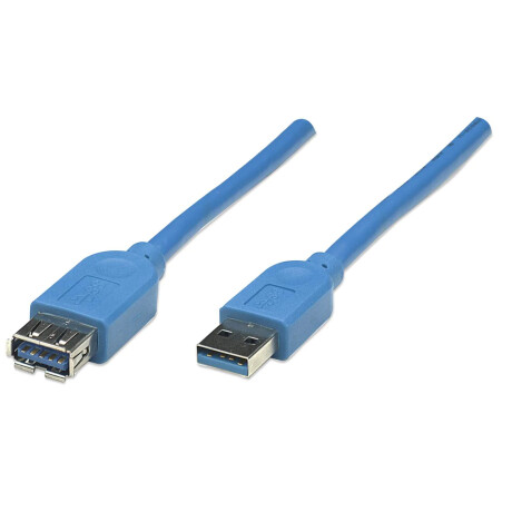 Cable USB 3,0 Extension 1 Mt. / Azul - Manhattan 4859