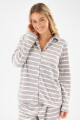 Pijama americano polar rayado Gris melange