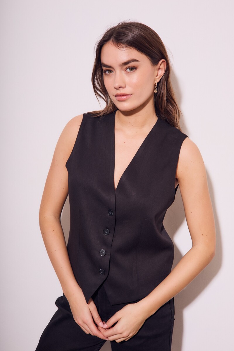 Chaleco Lino Negro