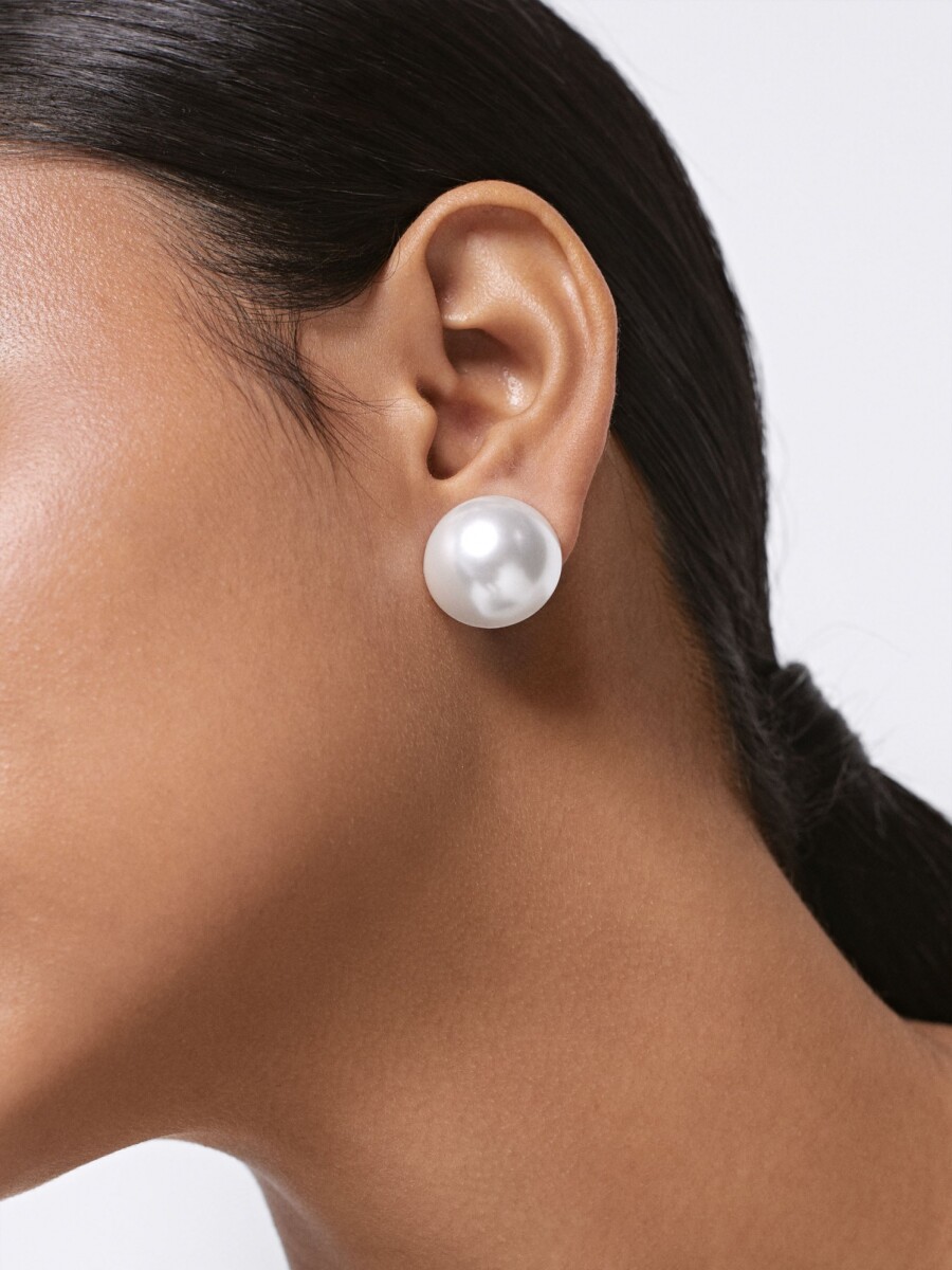Pendientes Cortos De Clip Perla beige