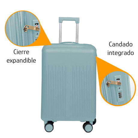 Valija Grande Rígida Cierre Expandible Candado Ruedas 360° Celeste
