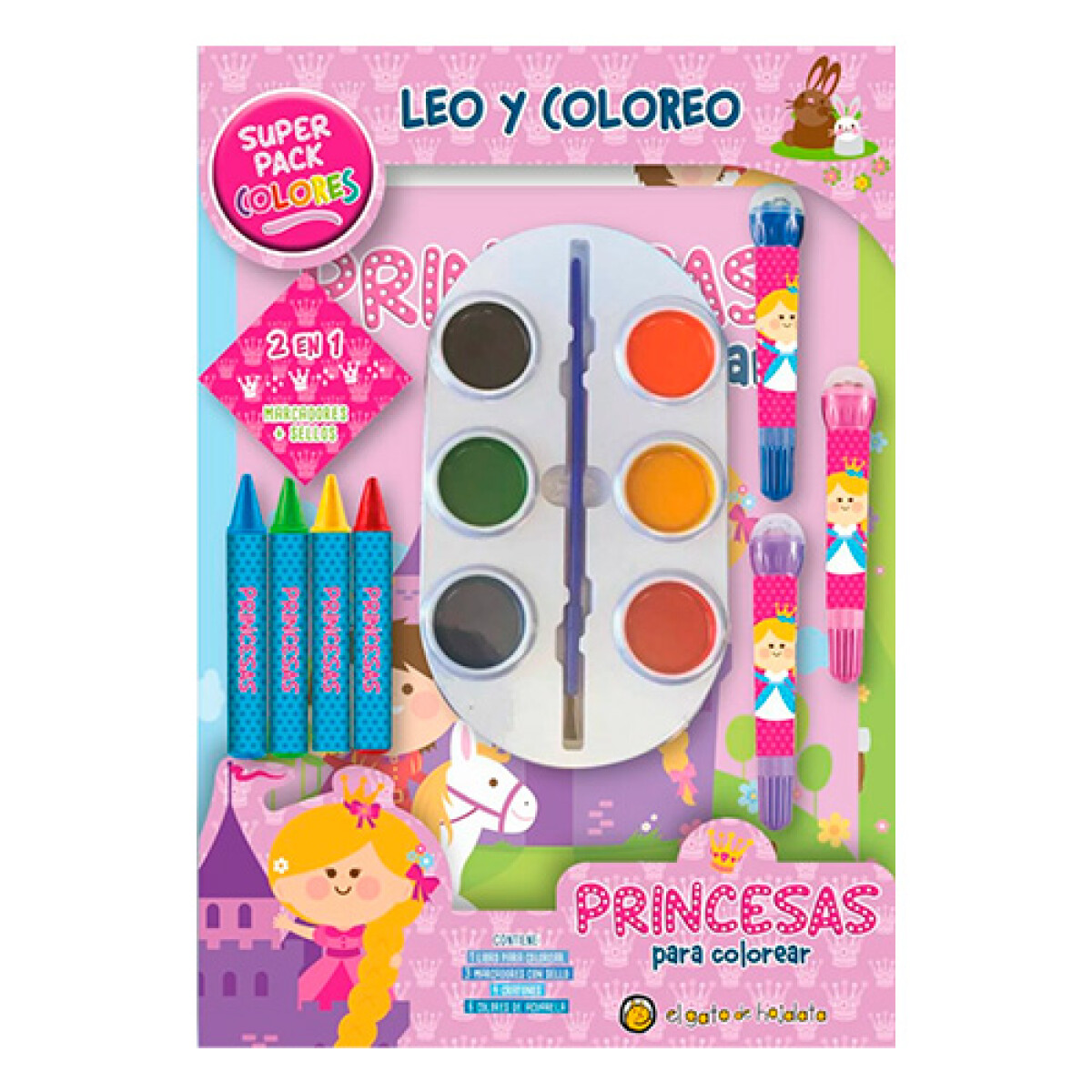 Libro Leo y Coloreo Princesas Superpack 