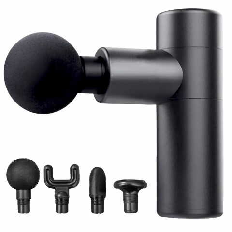 Masajeador Corporal Pistola Gun Portatil Pro 4 Cabezales Pro Variante Color Negro