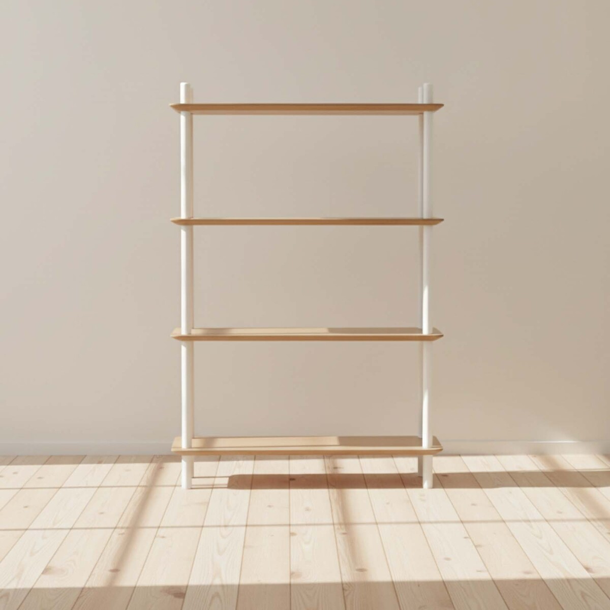 BIBLIOTECA SOFT - MDF-Y-MADERA BLANCO 4 ESTANTES 