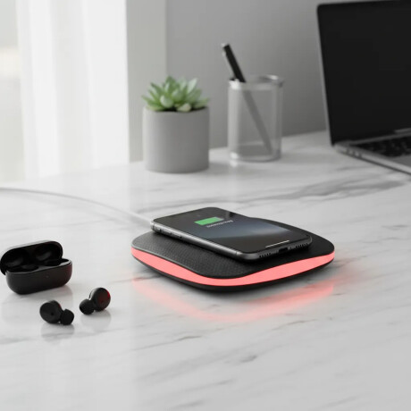 Cargador Pad Inalámbrico para Celular con Luz Led Negro