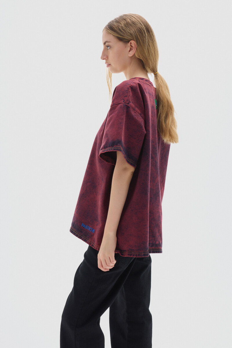 T-shirt Row Washed Bordeaux