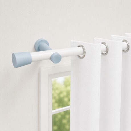 Barrote cortina JOY 2,0m + 2 soportes CELESTE Y BLANCO