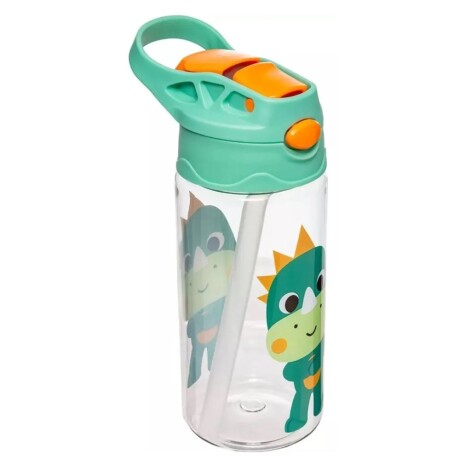 Botella con boquilla y sorbito silicona Dinosaurio