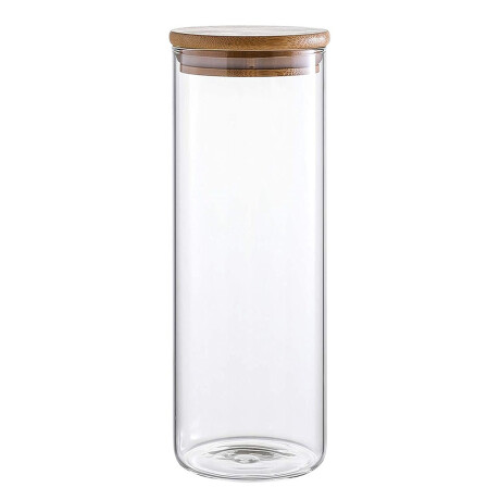 Frasco Recipiente Classic en Vidrio y Tapa en Madera 1000Ml Transparente