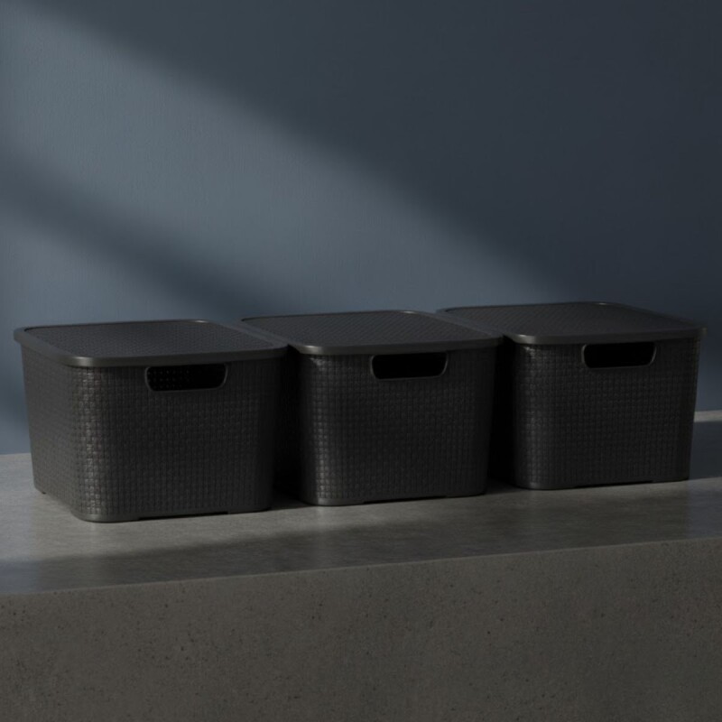 Set x3 Caja ratán 20 lts NEGRO