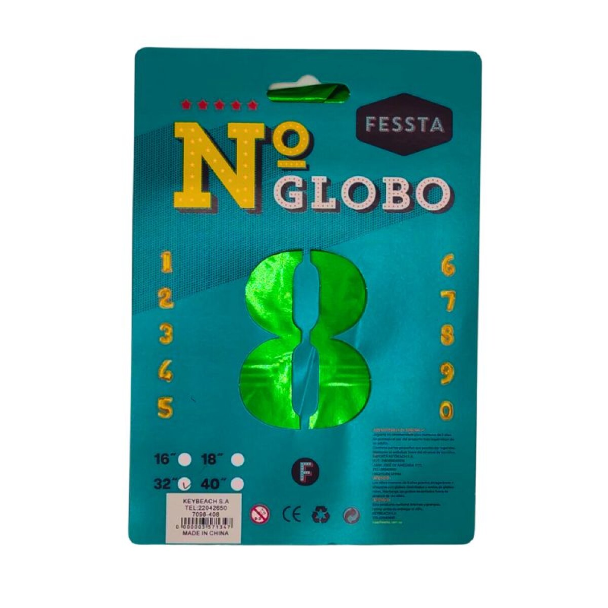 Globo Número Fessta 32" Verde - OCHO 