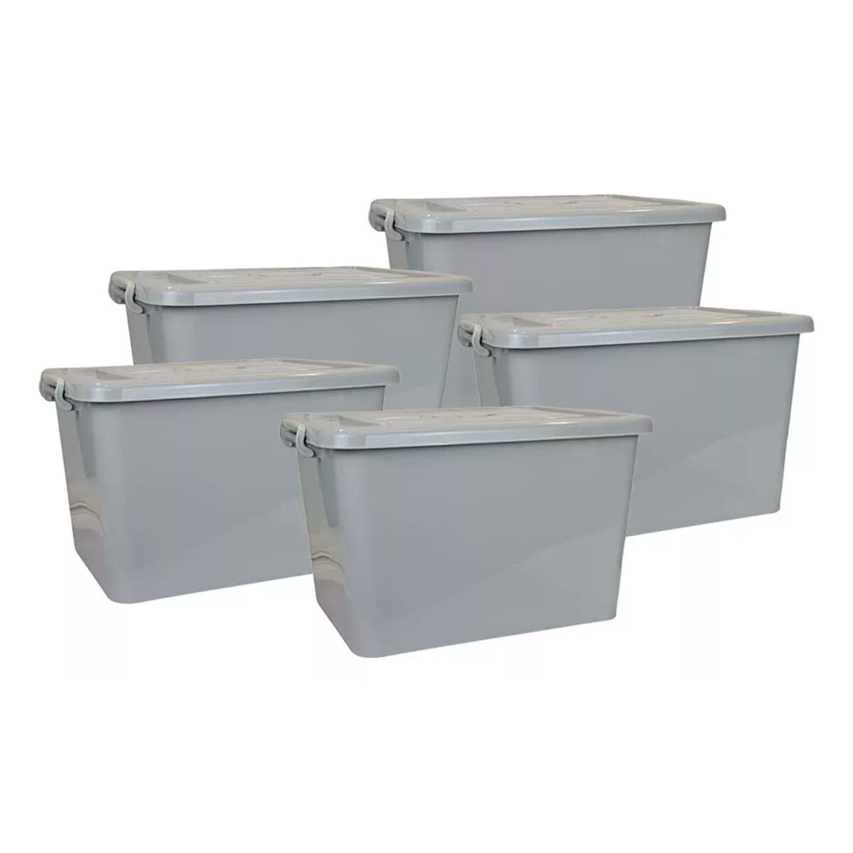 Set x4 Caja organizadora 80L + 1 de Regalo - GRIS 