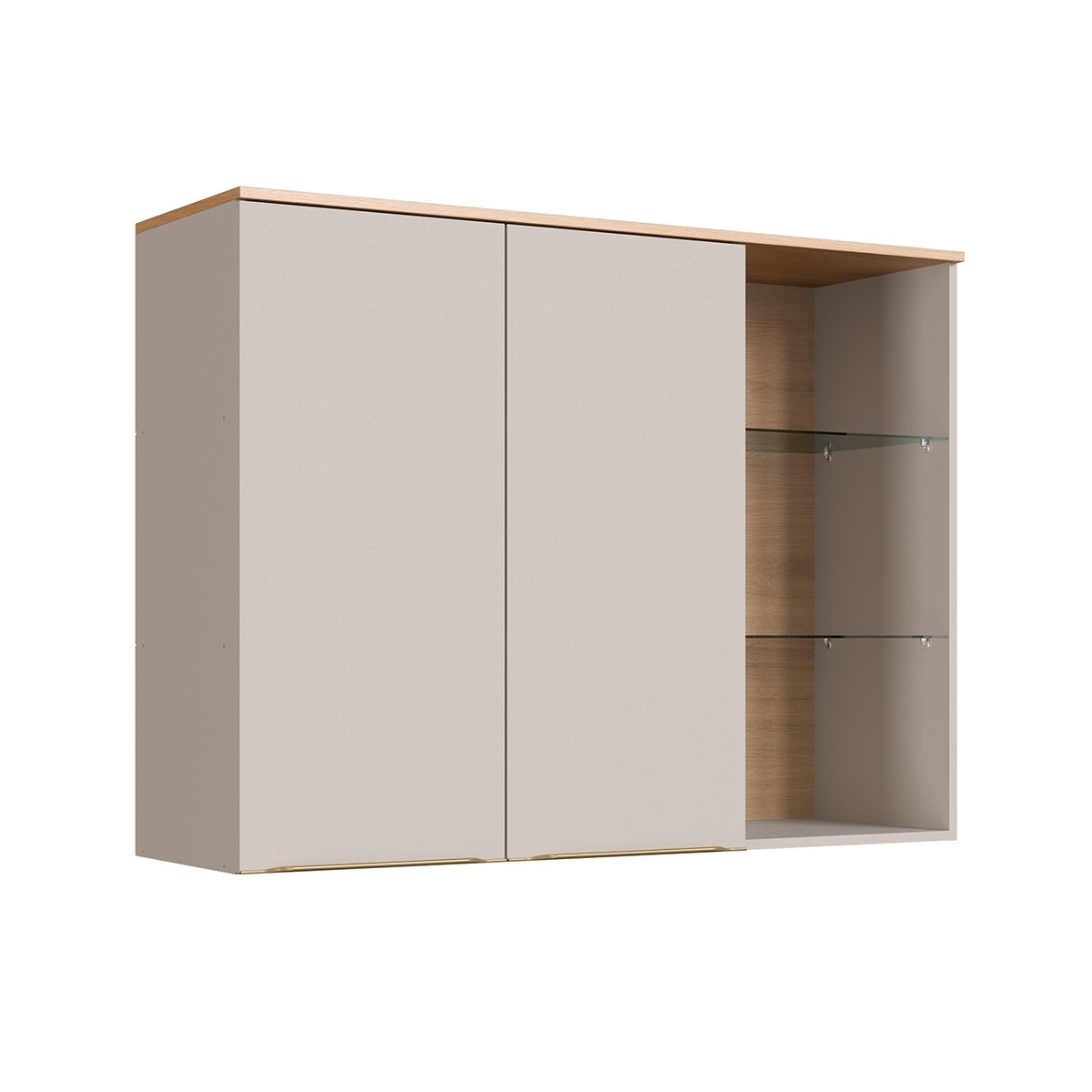 Aéreo Everest Con 2 Puertas Y Estante De Vidrio1,20 M Color: Carvalho/panna 